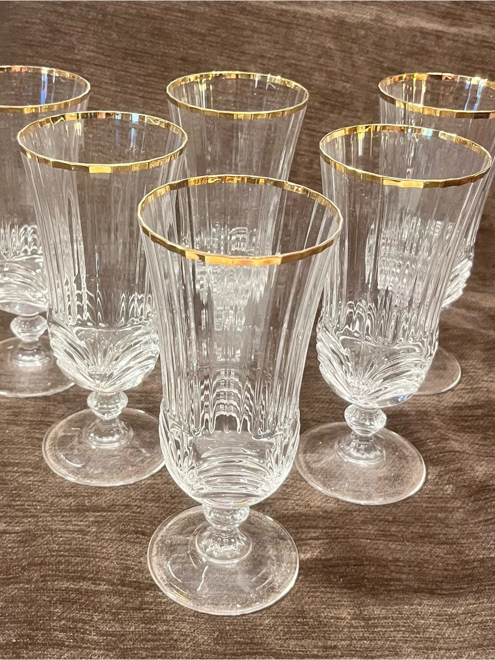 Royal Crystal Rock Goblet Aurea Glasses with Gold Rim - Set of 6